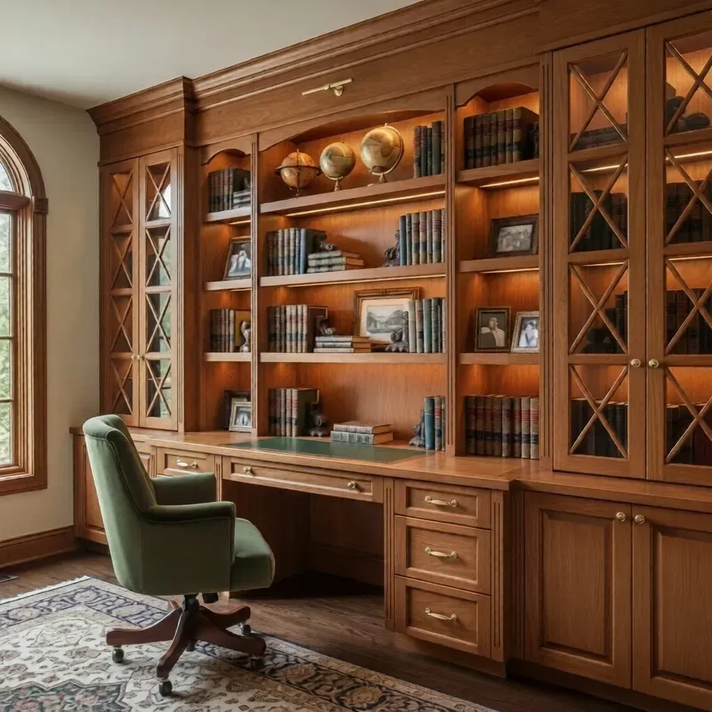 Home Office & Built-In Desk Cabinetry process close-up