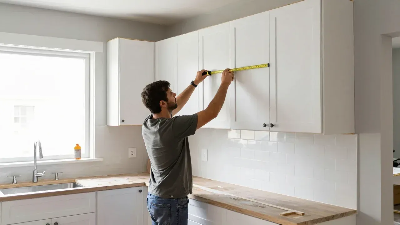 Cabinet Hardware & Countertop Integration process close-up
